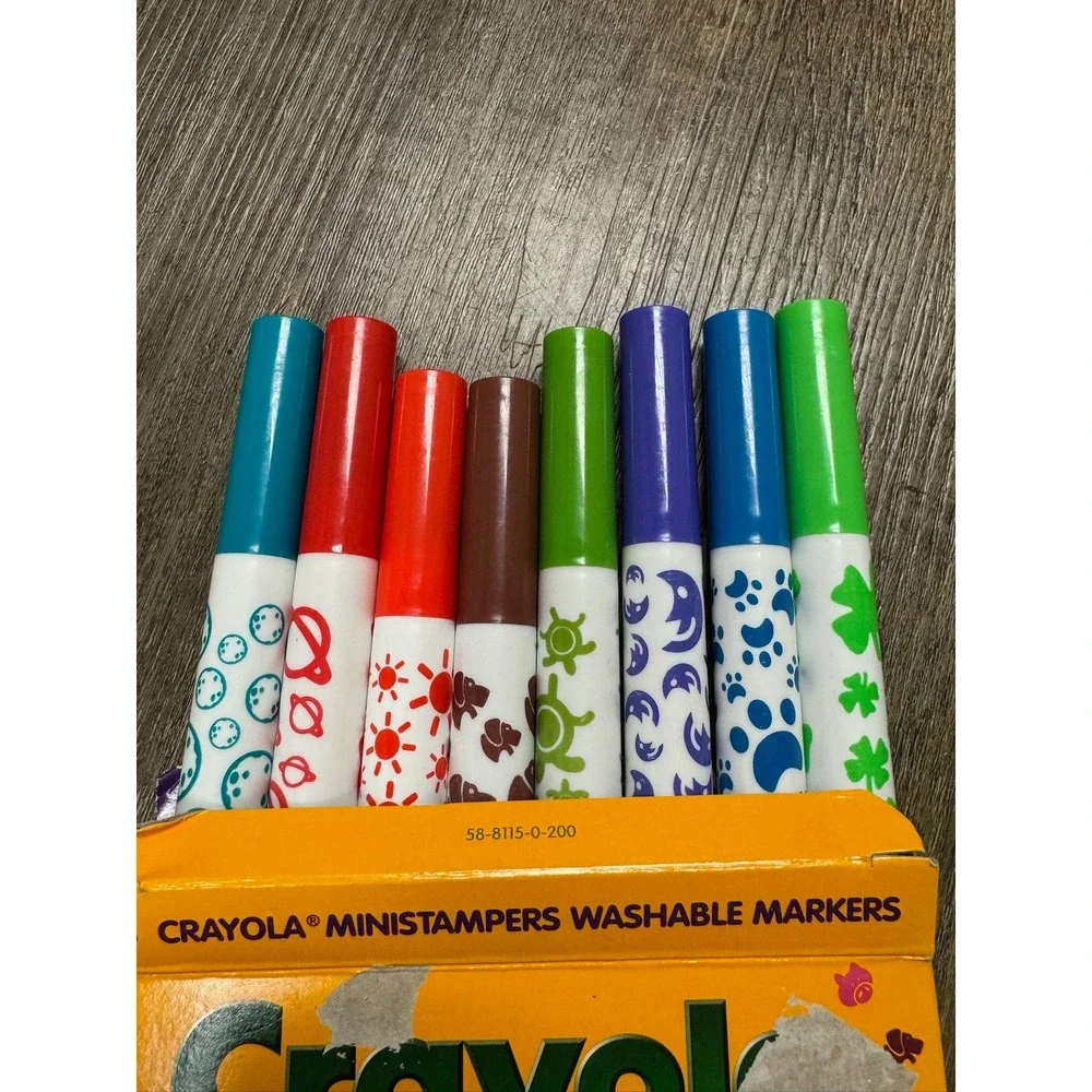 Vintage 1997 Crayola MiniStampers Pet Shapes 8 Washable Markers 58-8115 USA Made
